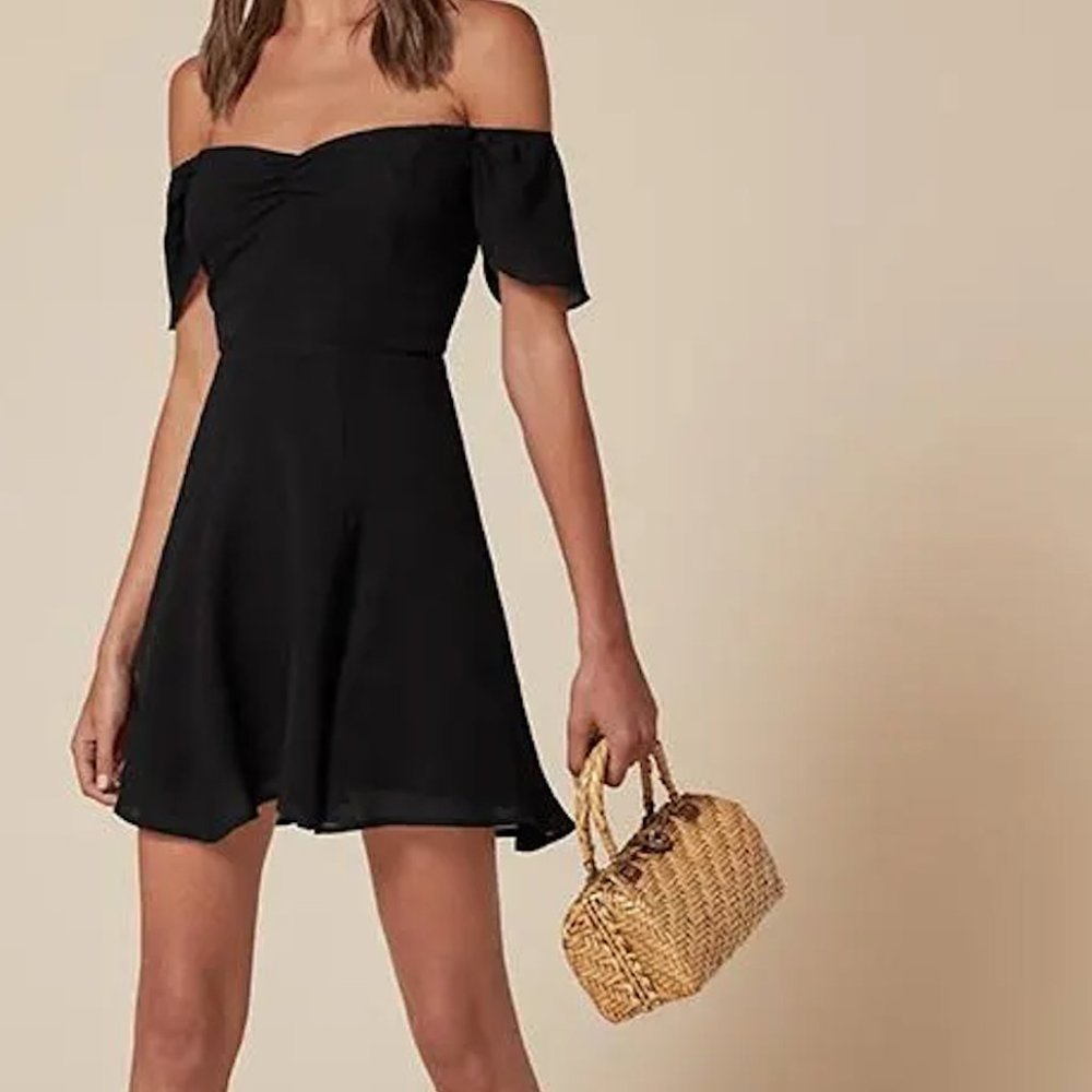 Reformation Black Rosa Mini Dress